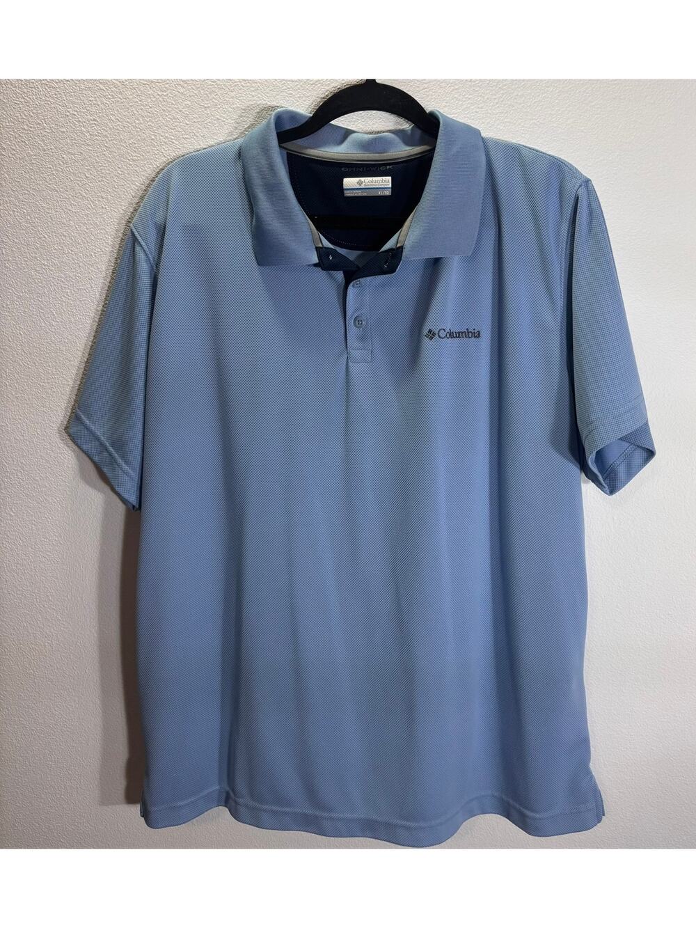 Columbia Omni-Wick Polo Shirt XL Blue Performance Golf Casual Short Sleeve